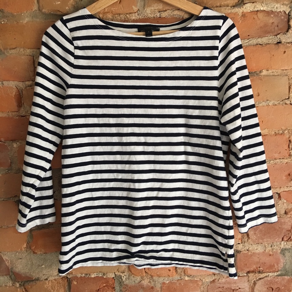J. Crew EUC striped boatneck long sleeve tee